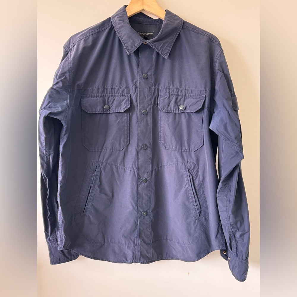 Men's Military-Style Field Overshirt/ Jacket in Navy. Nylon